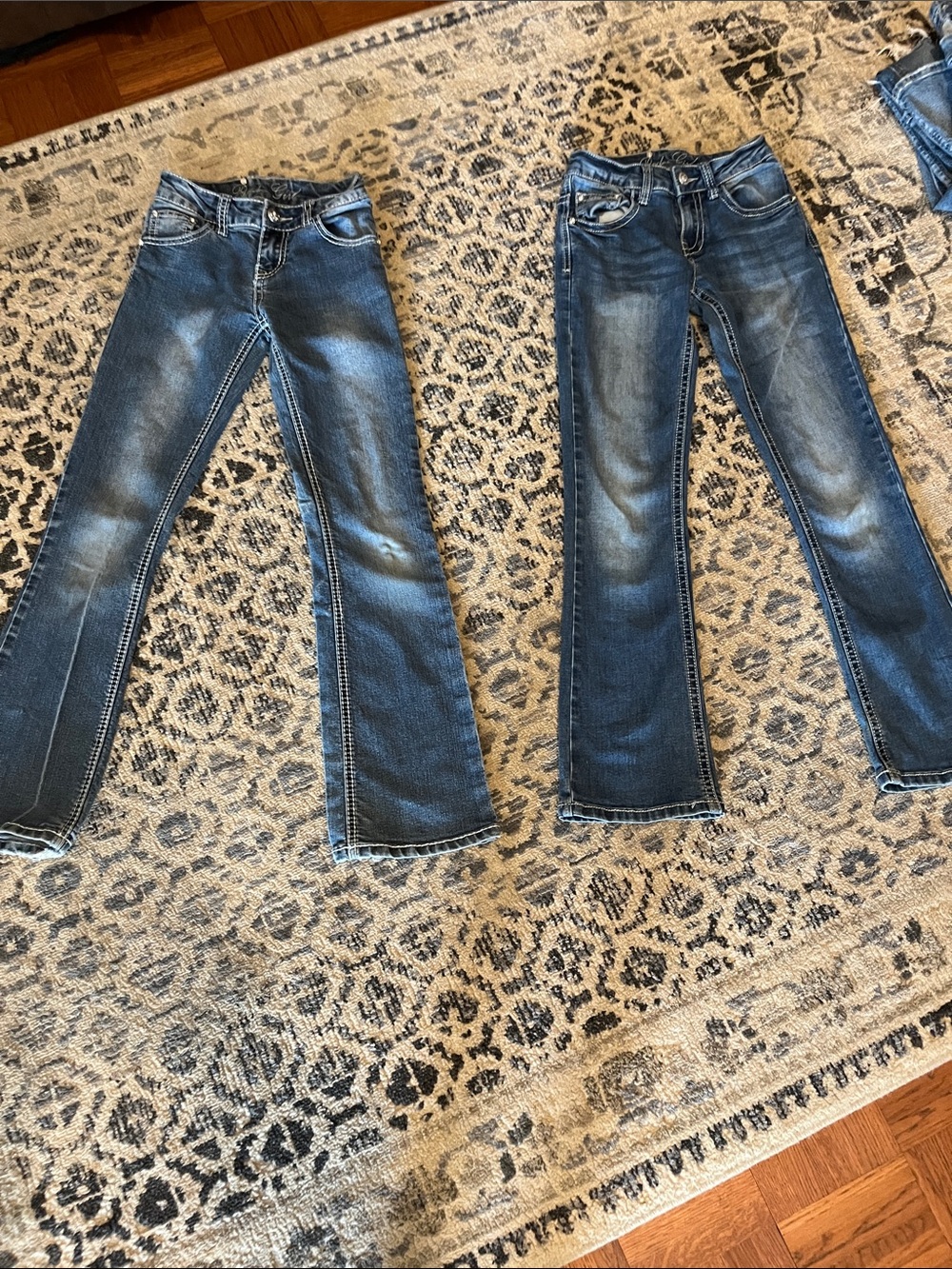 Girls Youth Dark Blue Bootcut Jeans - Stretch Denim